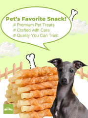 HELETY Dog Chew Sticks, Chicken Wrapped in Cowhide, Long Lasting Chews for Dogs, Natural Sticks for Medium & Large Dogs