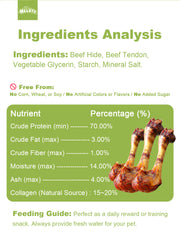 HELETY 1PCS Beef Bone Chews for Dogs, Long Lasting Chew Treats, Dental Health for Medium & Large Dogs