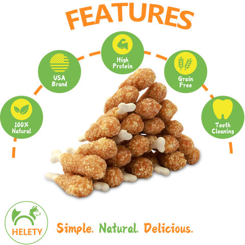 HELETY Dog Treats, Grain Free Chicken Flavor, Soft Chewy Training Snacks for Puppies & Adult Dogs