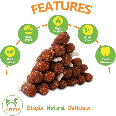 HELETY Dog Treats, Grain Free Duck Flavor, Soft Chewy Training Snacks for Puppies & Adult Dogs