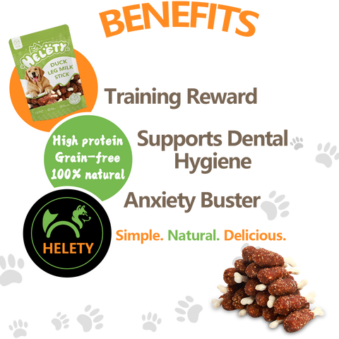 HELETY Dog Treats, Grain Free Duck Flavor, Soft Chewy Training Snacks for Puppies & Adult Dogs