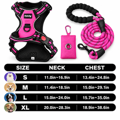 3-in-1 Pink Dog Harness Set