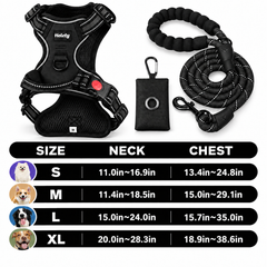 3-in-1 Black Dog Harness Set