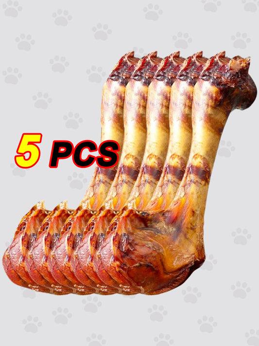 HELETY 5PCS Beef Bone chews for Dogs, Long-Lasting Chew Treats, Dental Health for Medium& Large Dogs