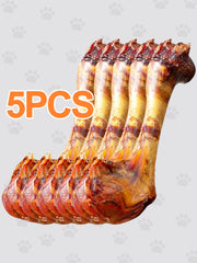 HELETY 5PCS Beef Bone chews for Dogs, Long-Lasting Chew Treats, Dental Health for Medium& Large Dogs