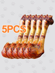 HELETY 5PCS Beef Bone chews for Dogs, Long-Lasting Chew Treats, Dental Health for Medium& Large Dogs