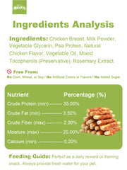 HELETY Healthy Dog Treats, Natural Ingredients, Soft Training Rewards Chicken Milk Chew Sticks for Small & Large Dogs