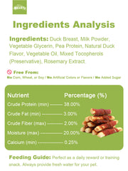 HELETY Dog Chew Treats, Natural Duck Milk Chew Stick, High Protein Snacks for Small & Large Dogs