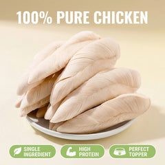 HELETY Whole Cut Chicken Breast Dog Treats, Meal Topper for Dogs and Cats, Freeze Dried Natural Protein Snacks, Single Ingredient Pet Treats