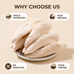 HELETY Whole Cut Chicken Breast Dog Treats, Meal Topper for Dogs and Cats, Freeze Dried Natural Protein Snacks, Single Ingredient Pet Treats